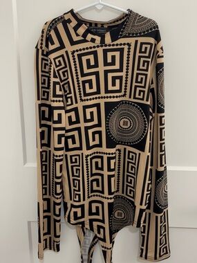 Geometric Print Beige and Black Women's Skirt - Contemporary Designer Style